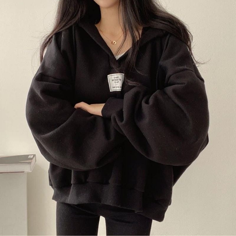 COD - Sandy Sweater Oversize Hoodie Outerwear Remaja Wanita Matt Fleece Tebal Premium