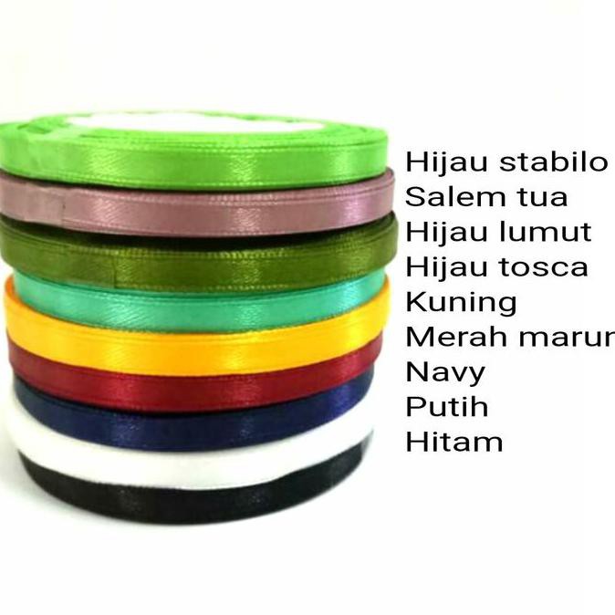 

Niakbahan- Pita Satin Warna Ukuran 1/4 Inch / 0,6 Cm Per Roll -Aslii.