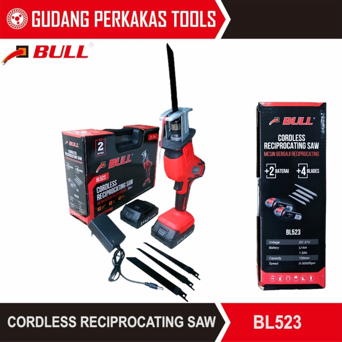 Mesin Gergaji Reciprocating Bull BL523 Cordless