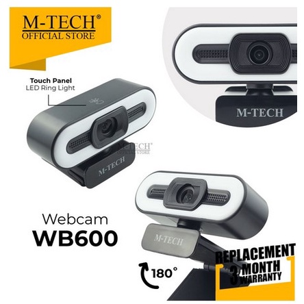 Webcam M-Tech MTech WB600 WB-600 With Ring LIght 1080P Full HD wb 600 garansi resmi 3bualn