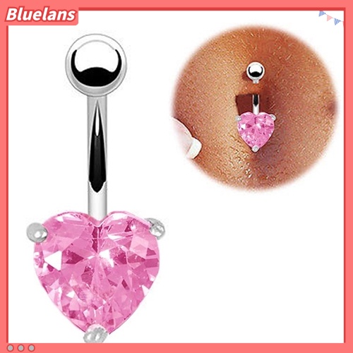 Bluelans Women Navel Belly Ring Rhinestone Button Bar Heart Star Body Piercing Jewelry