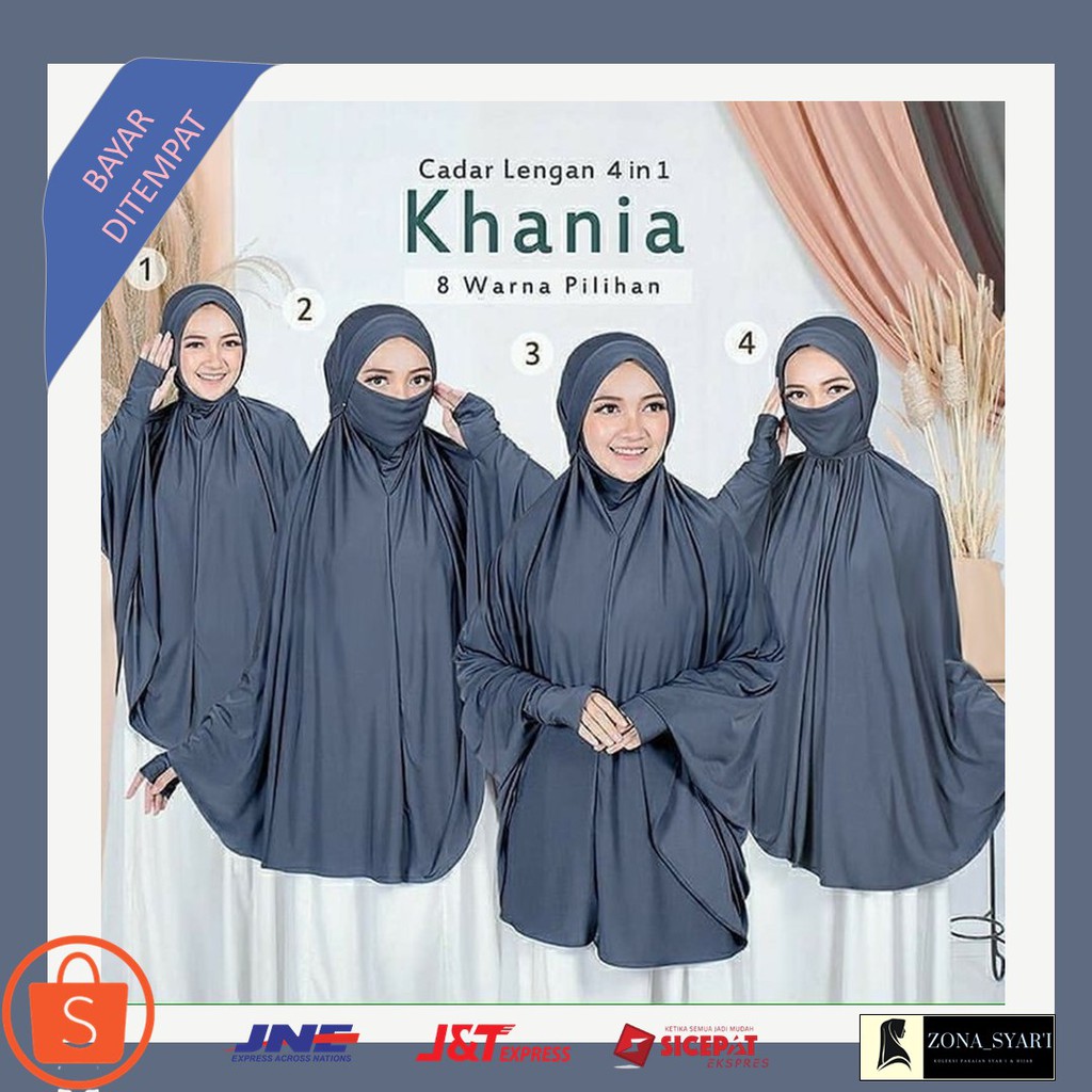 Jilbab Hijab Bergo Instan French Khimar Cadar Khania Lengan Syar