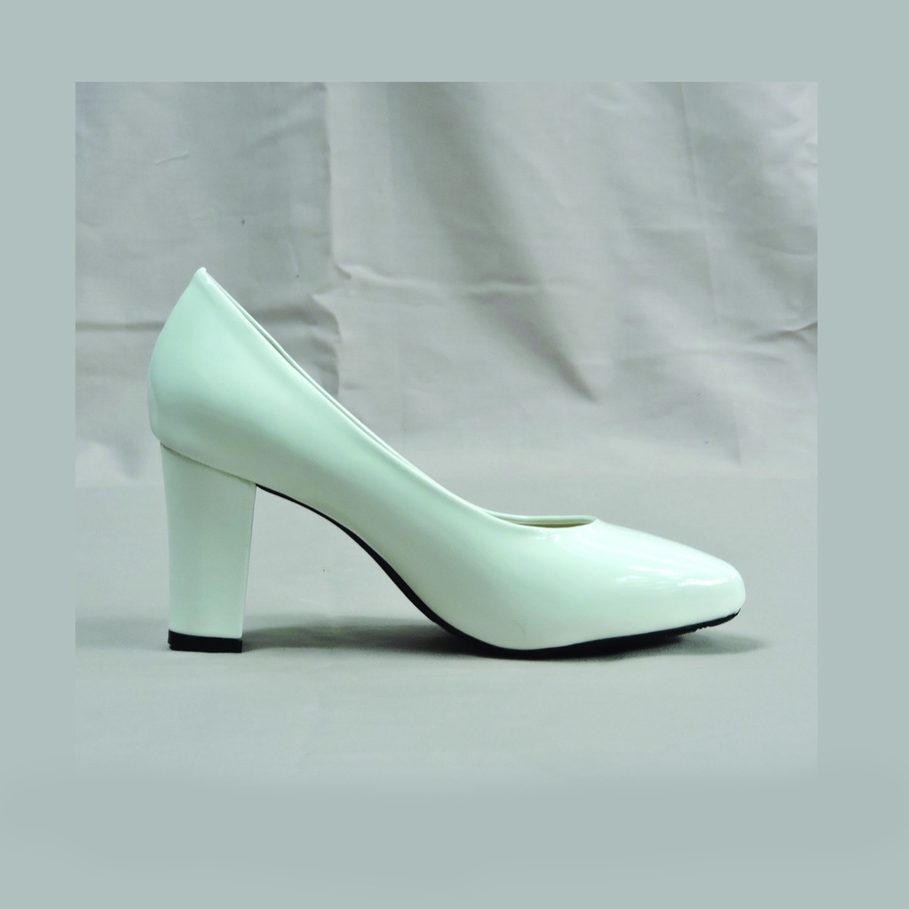 Workswell Sepatu Kerja Wanita High Heels 8cm Kode 584 Putih Glosy