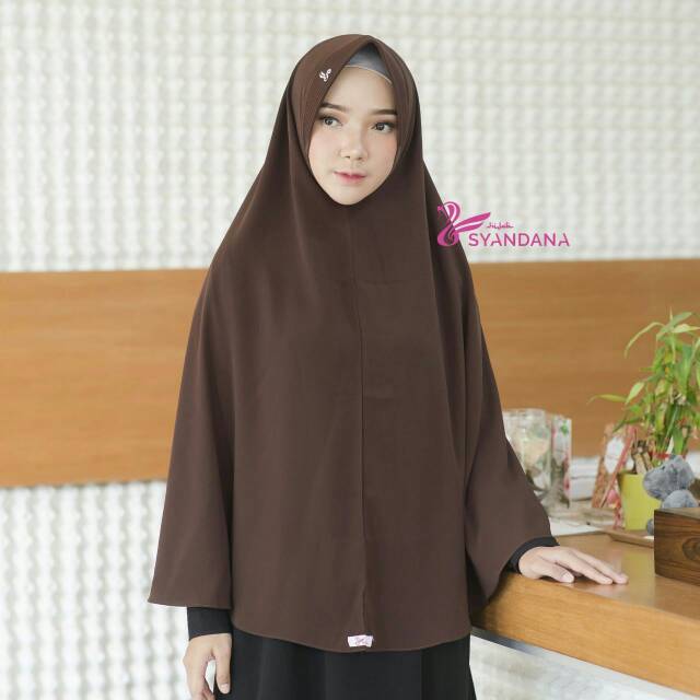 Jilbab bergo GOSYA Syandana coklat tua/ jilbab syari murah
