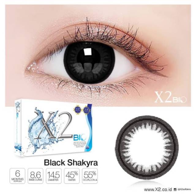 Softlens X2 BIO black and brown/soflen warna hitam/soflens coklat x2 bio normal s/d -6.00