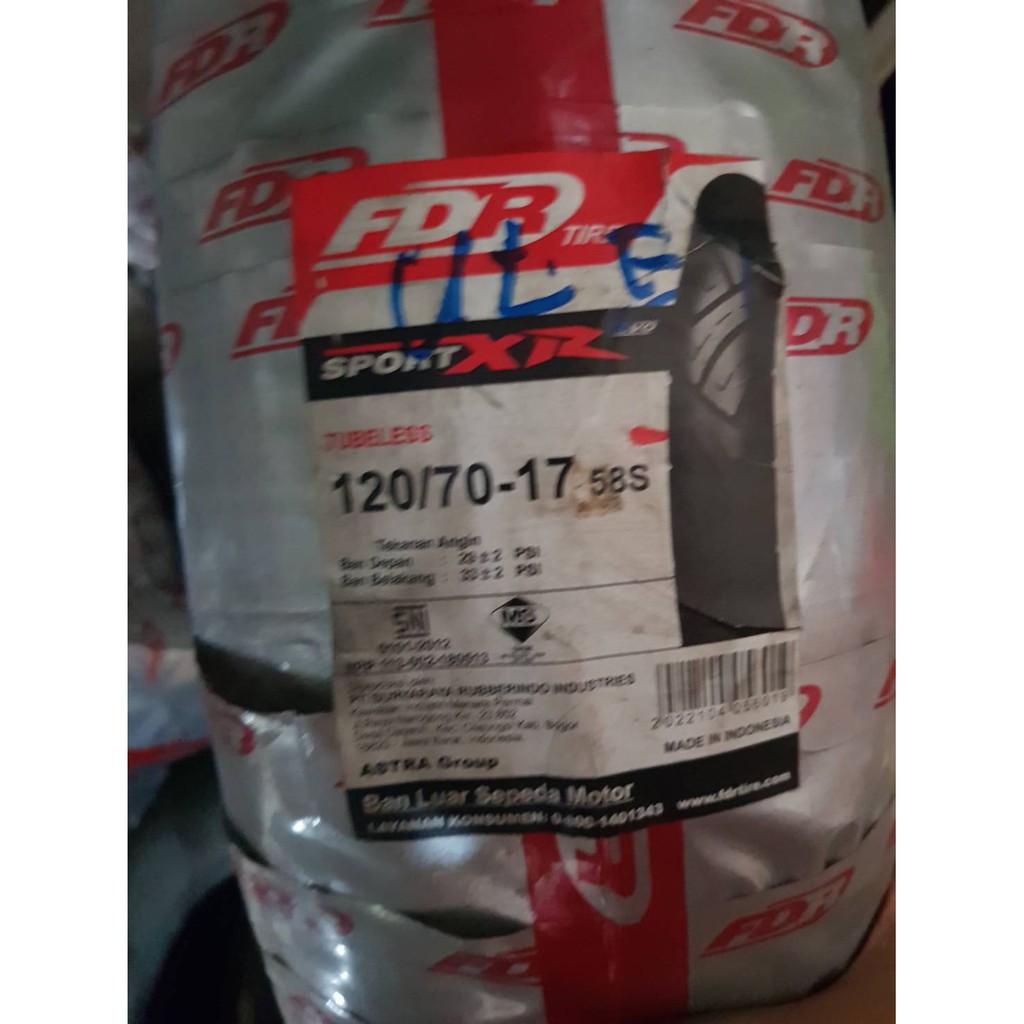 BAN FDR TUBLESS 120/70-17 SPORT XR EVO