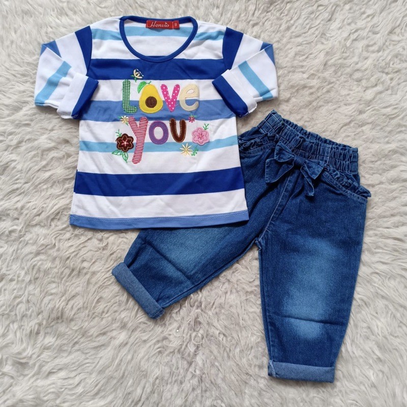 Baju bayi Jeans Kaos Set