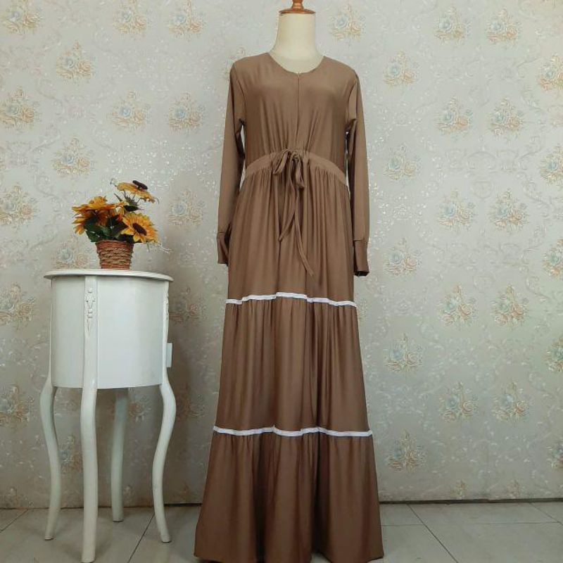 gamis susun renda canda 2 terbaru jersey premium termurah