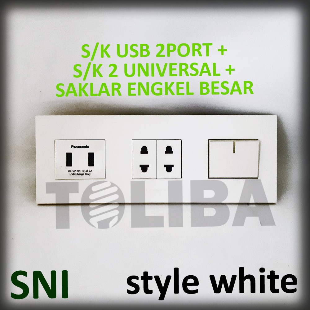 stop kontak usb charger hp 2 port universal+ saklar engkel besar minimalis stop kontak panasonic sni