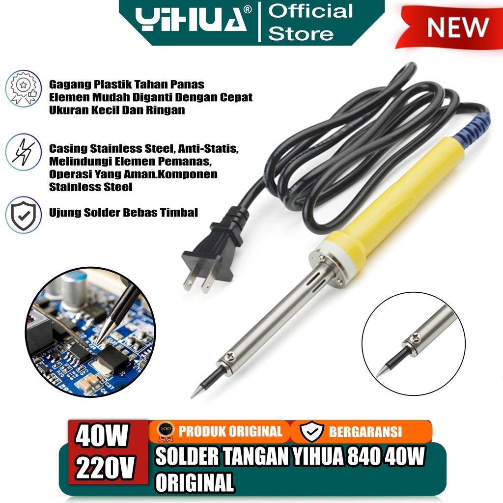Yihua 840 Solder Listrik 40W Solder Tangan Soldering Iron 40 Watt - Solder Tangan Listrik Original