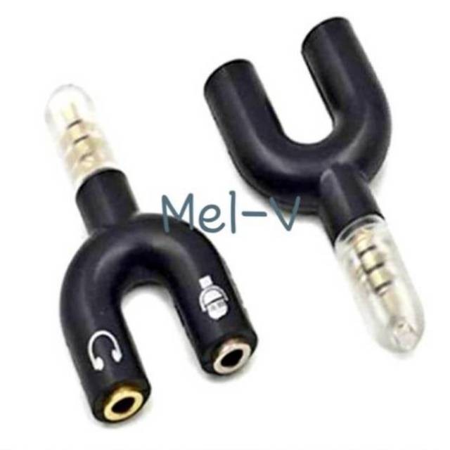 Audio Splitter U shape 2 in 1 Mic &amp; audio jack 3.5mm to Dual female