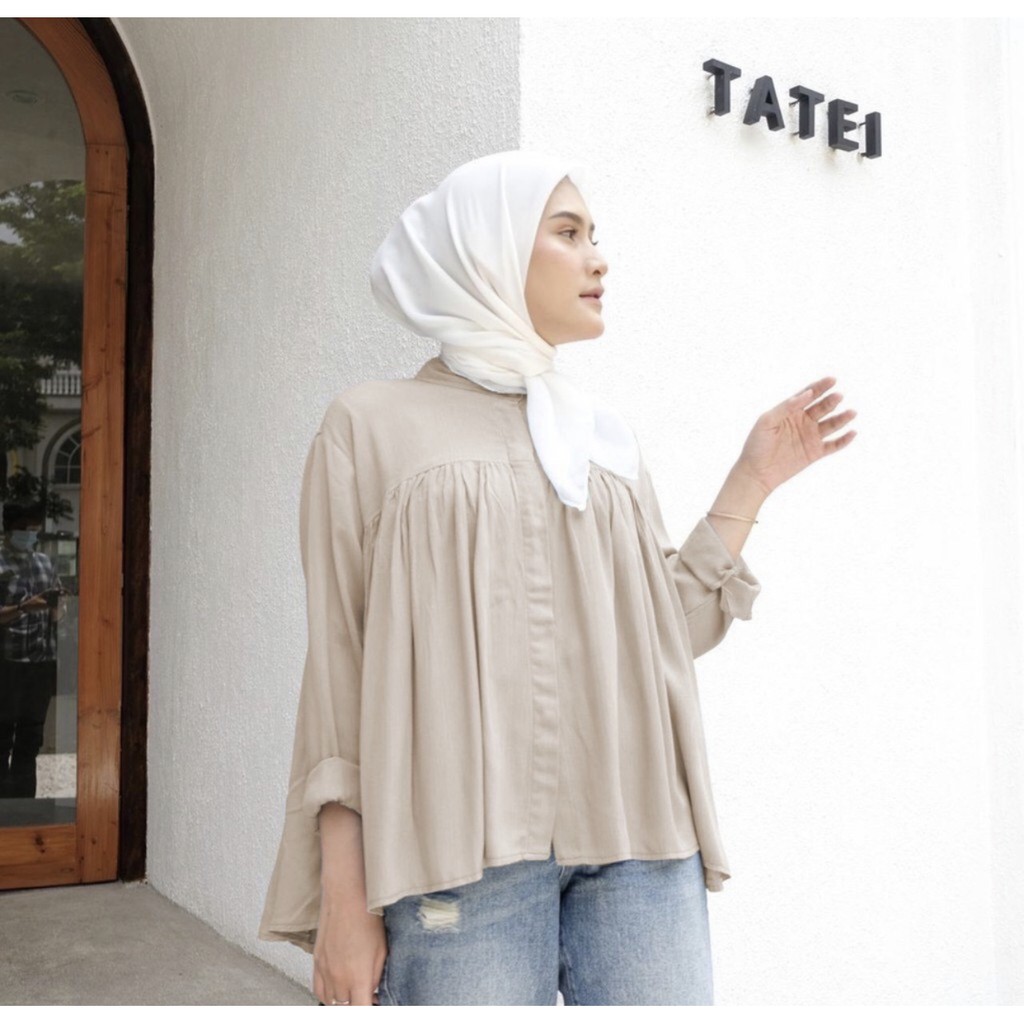 CRINCLE BLOUSE / BLOUSE RAYON-CRINCLE BLOUSE MOCA