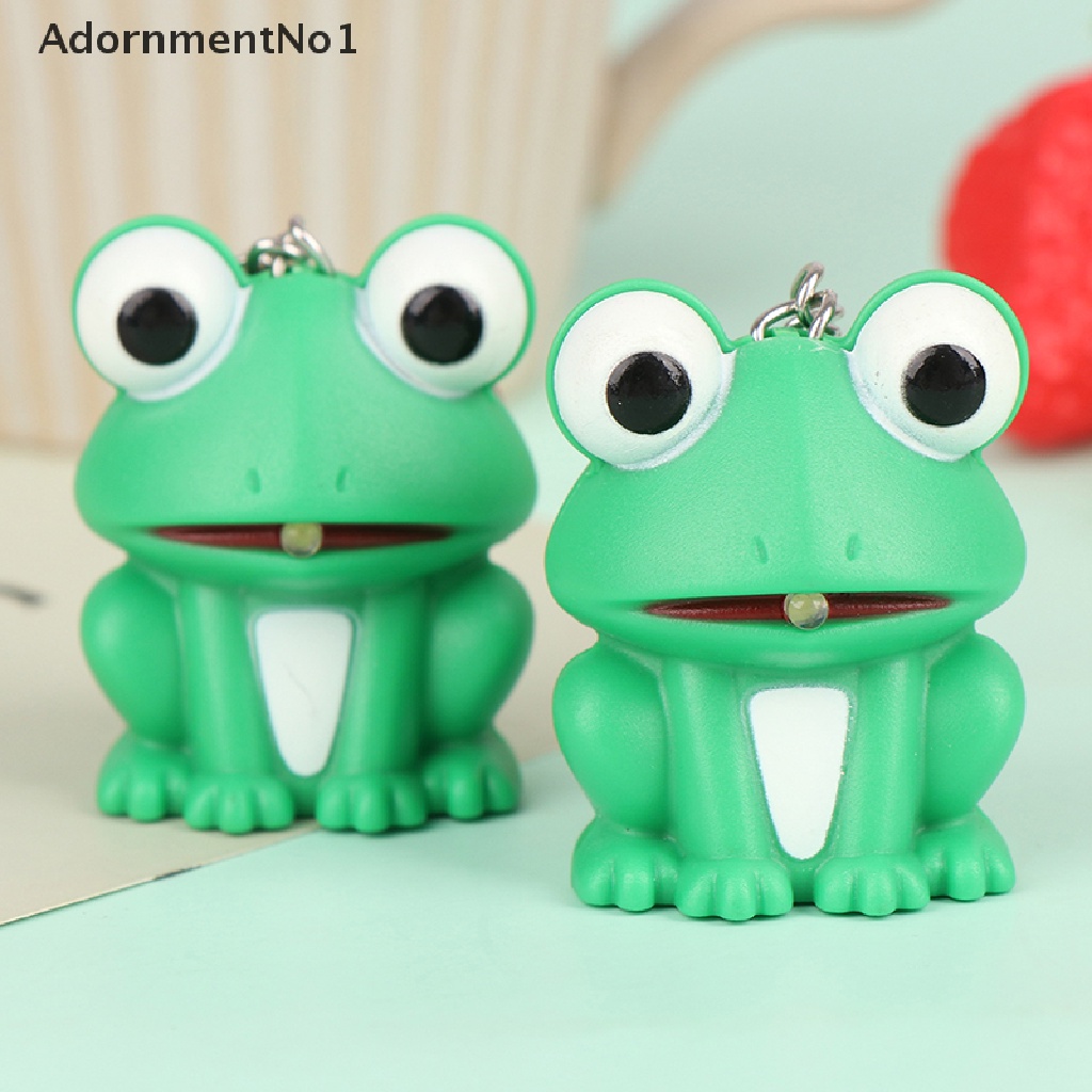 (AdornmentNo1) Gantungan Kunci Katak Hijau Lucu Dengan Lampu LED + Suara Untuk Hadiah Anak