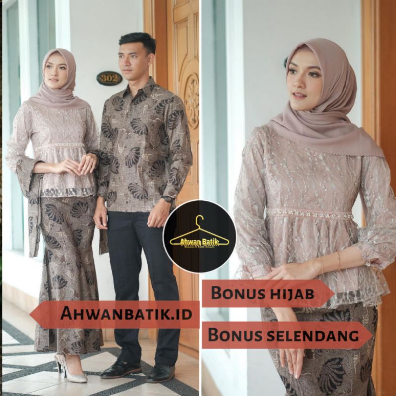 Batik Couple Kebaya Lily GRATIS JILBAB kebaya Modern Kebaya Tunangan Lamaran Kebaya wisuda