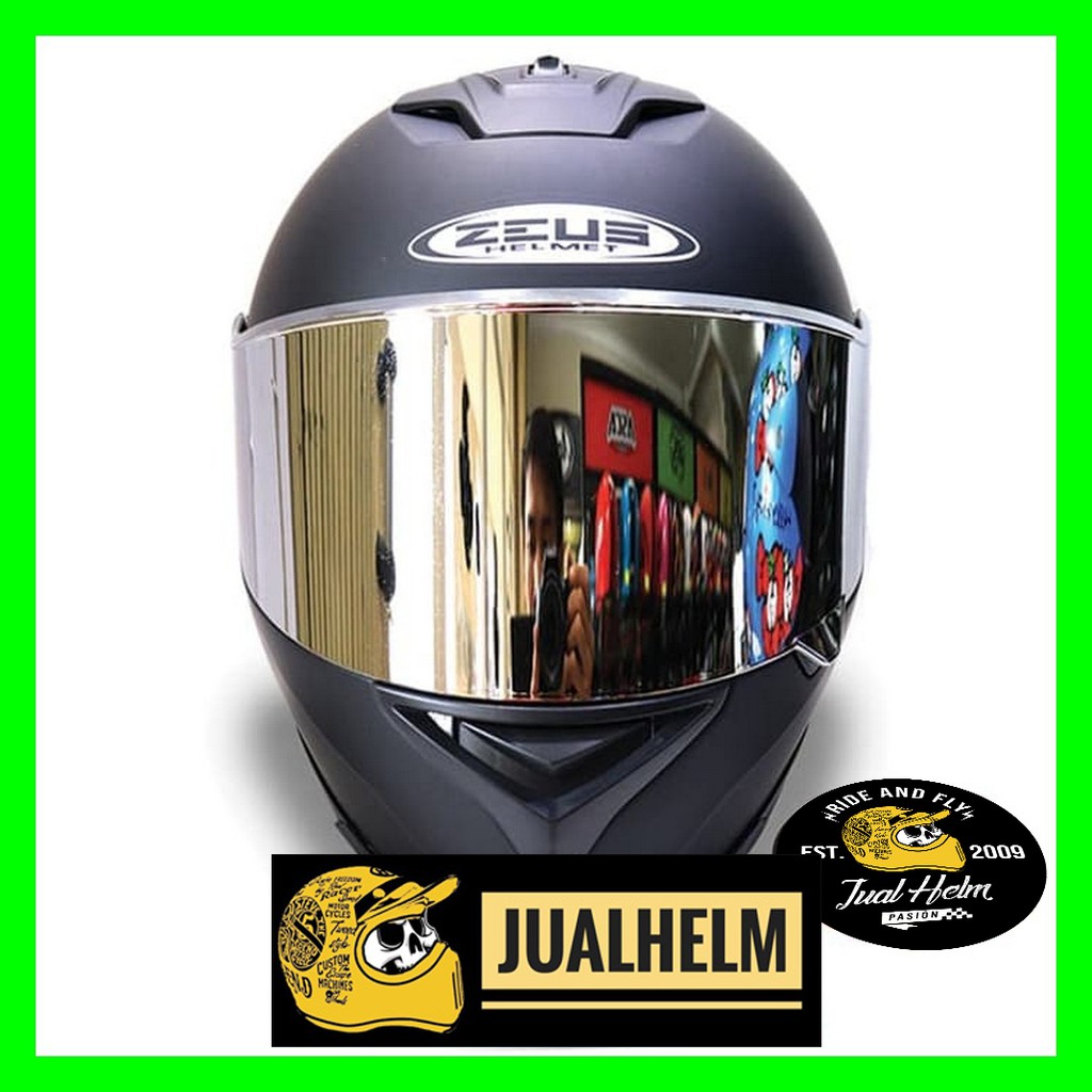 ZEUS HELM ZS822 FLAT VISOR | BLACK DOFF | + FLAT VISOR IRDIUM SILVER