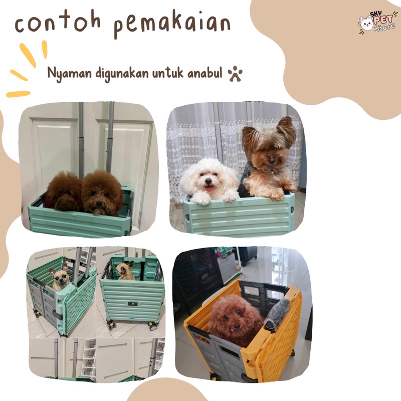trolley keranjang lipat anjing kucing barang troli lipat
