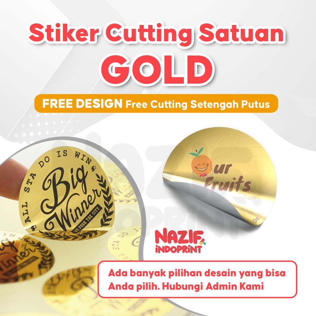 

Stiker Label Kemasan Produk Custom Metalik GOLD Murah / Cetak Stiker Produk Kemasan Makanan Murah Custom Bentuk Bulat atau Kotak Berkualitas