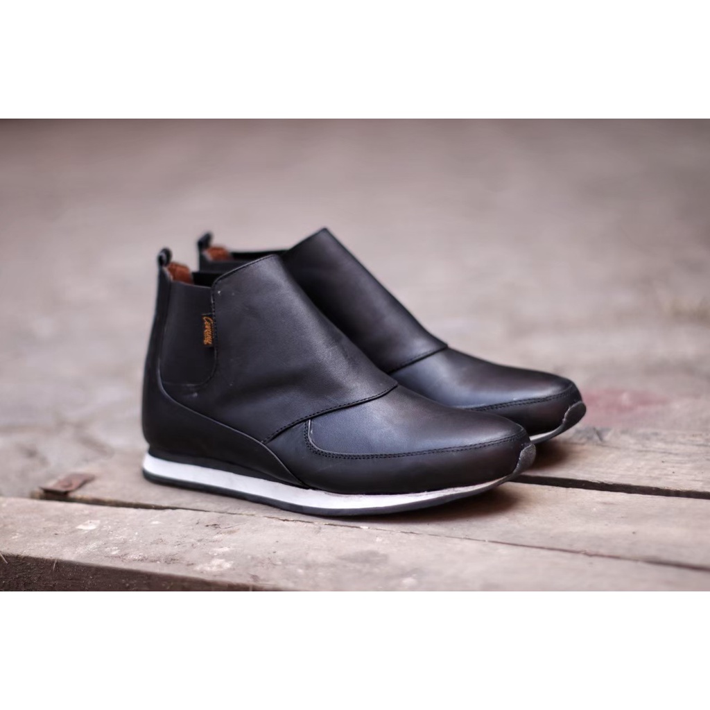 Sepatu Boots Tanpa Tali pria kulit Asli Cvny Runny Original sepatu Boots Formal Pria kulit Asli