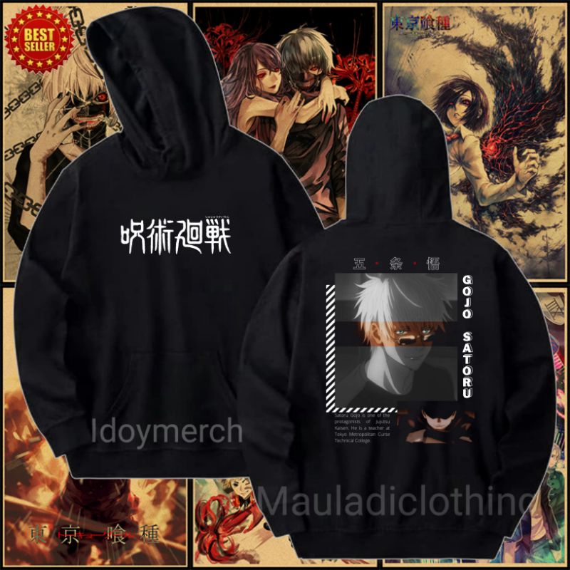 Sweater Hoodie Jujutsu kaisen | anime | satoru gojo | pria & wanita - black Hoodie satoru gojo