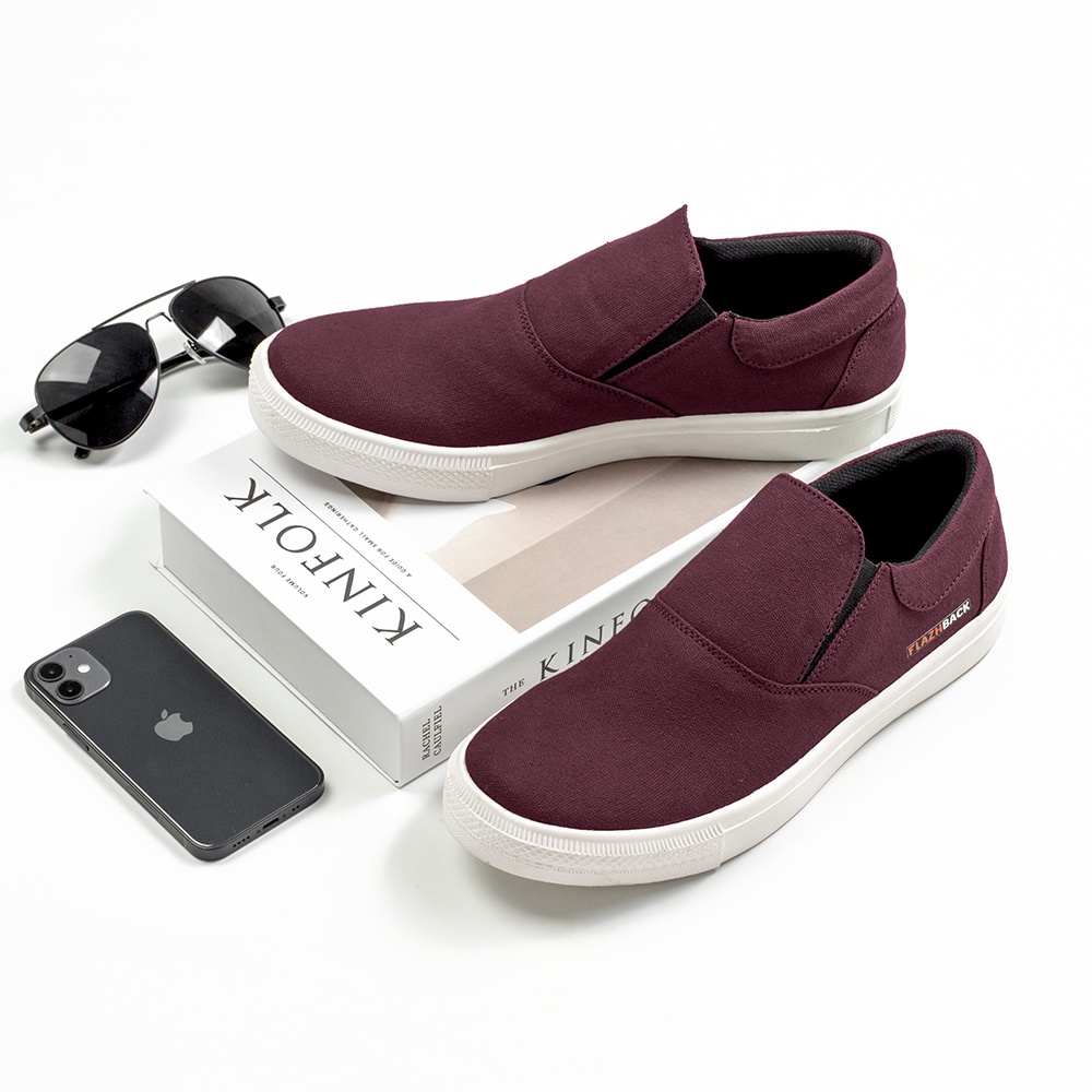OWL RED |ManNeedMe x FLAZHBACK| Sepatu Sneakers Pria Casual Slip On Kanvas ORIGINAL