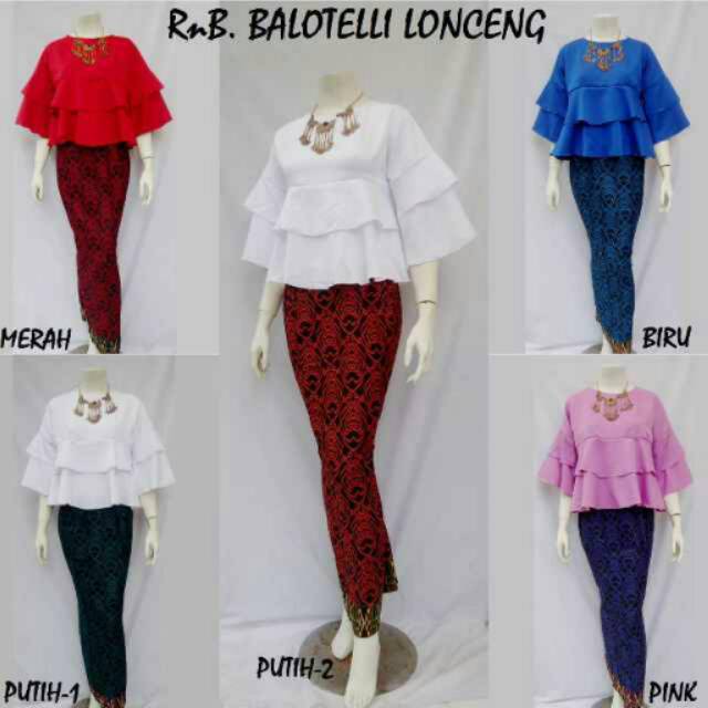 BATIK ONLINE SOLO - SET YUKKY RUFFLE TOP LONCENG BALOTELLI + ROK BATIK KONDANGAN BRIDESMAID KANTOR