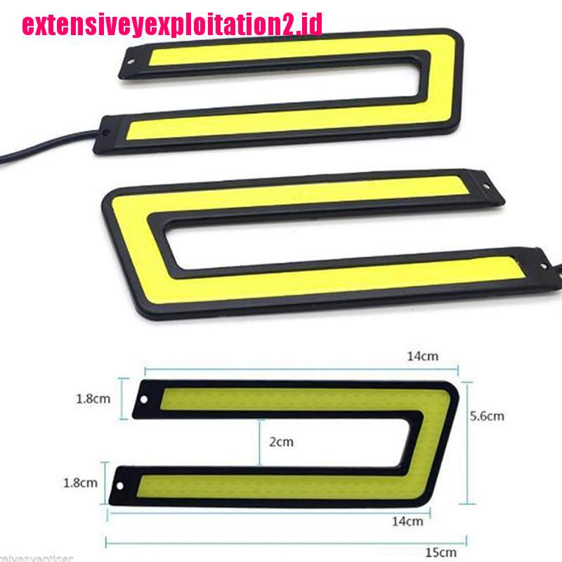 &lt; E2id &amp; &gt; 1PC Lampu LED COB Bentuk U 12v Untuk DRL / Fog Lamp Mobil