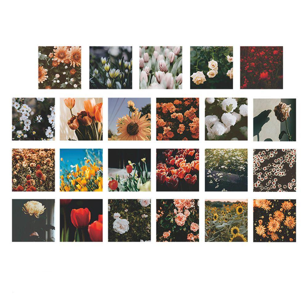 R-flower 46pcs Sticker Album Jurnal Sunset Flower Landscape Film Diary Stiker Kotak