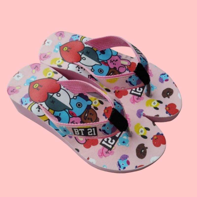 Sandal Karakter BTS | Wedges Anak Katakter BT21 ( Wgs BTS )