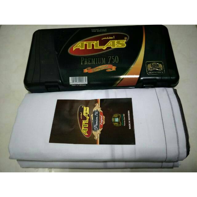 Sarung ATLAS premium 750 Putih Polos Kerapatan 5500 Benang