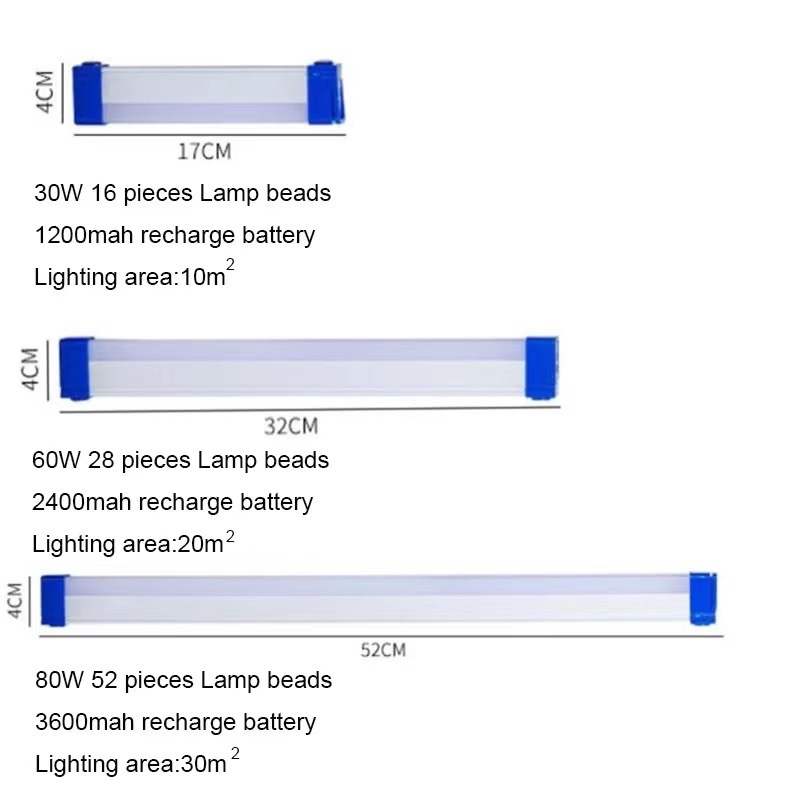 MIINII Lampu LED Emergency Waterproof 30W/60W/80W Super Terang/Lampu Darurat Portable