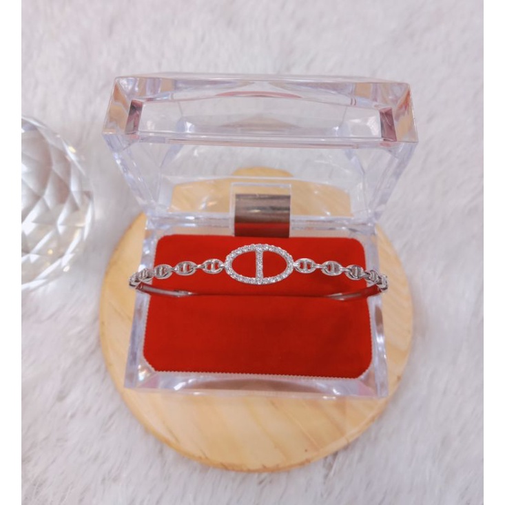 gelang bangle hermes mata-mata, emas putih, kadar 375(8k)