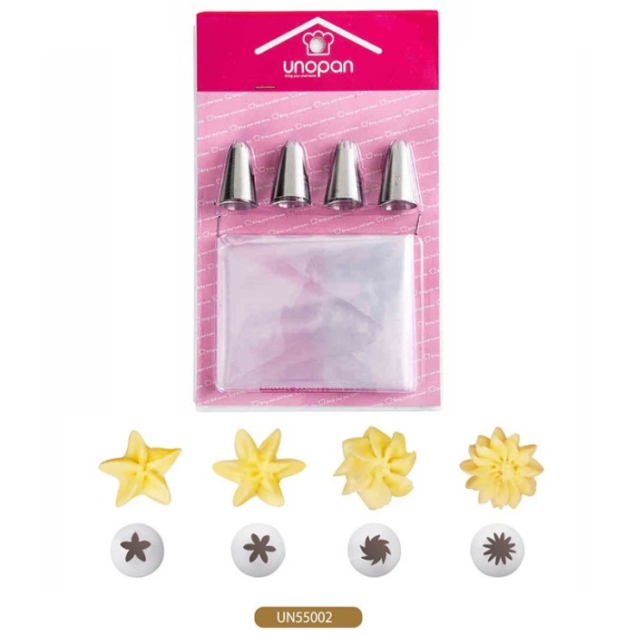 Unopan UN55002 - Pastry Tips Set / Spuit Buttercream Set 4Pcs/ set spuit