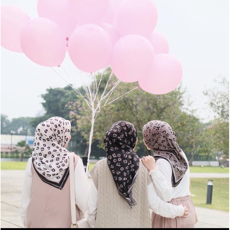 COD)) HIJAB LEOPARD Vanilla hijab// Hijab Motif Voal Premium // Hijab Voal Leopard // uk 115x 115 cm