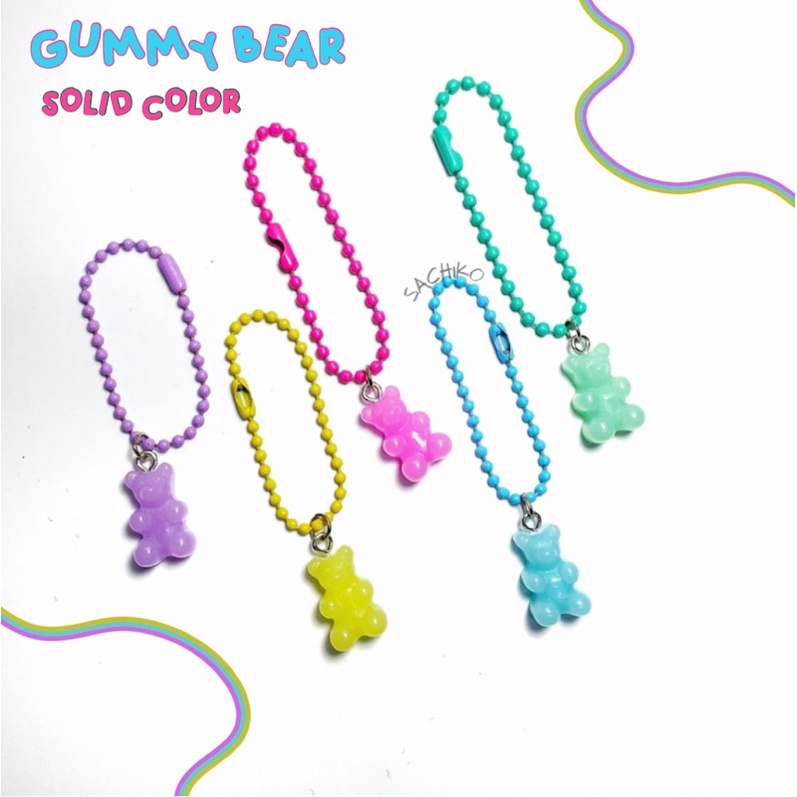 gummy bear pastel solid color keychain beruang gantungan kunci