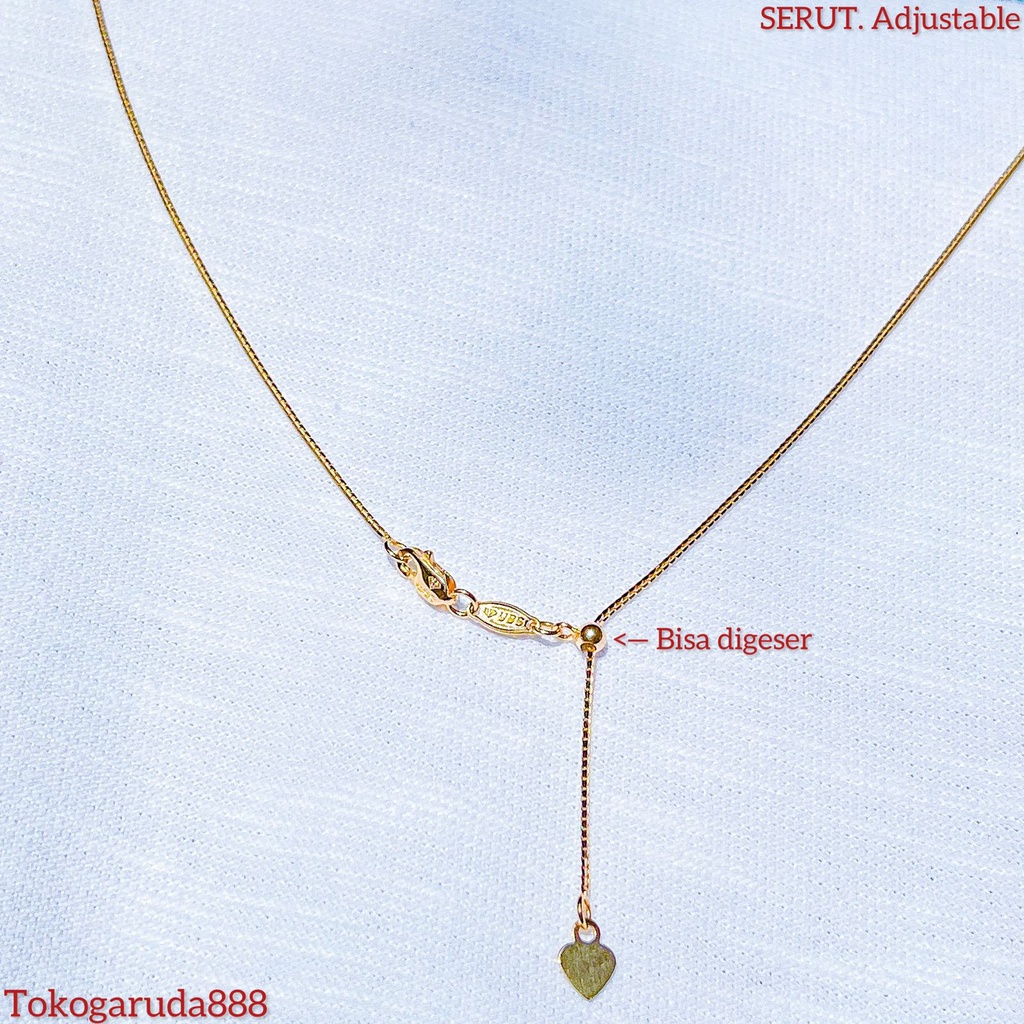 Kalung SERUT anak dan dewasa emas asli kadar 750 75 17k itali santa padat kilat adjustable ringan 2 gram beige gold mas kuning panjang 41 42 43 44 45 cm italyy