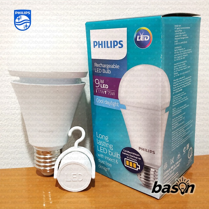 PHILIPS Rechargeable LED Bulb 9W Battery Back Up - Bohlam Lampu Emergency