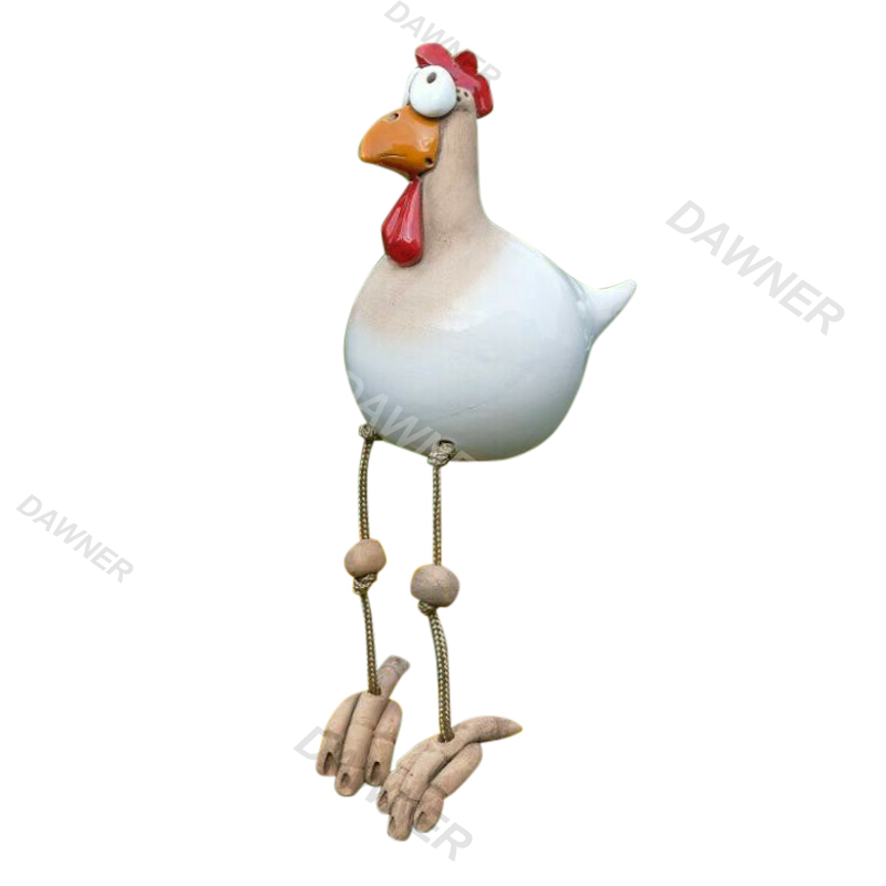 Ornamen Patung Pahat Tembikar Bentuk Ayam Bahan Resin Keramik Untuk Dekorasi Taman