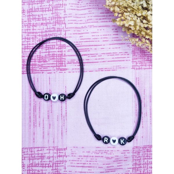 Gelang Insial With Love Bentuk Bulat / Gelang Tali Kulit Inisial With Love