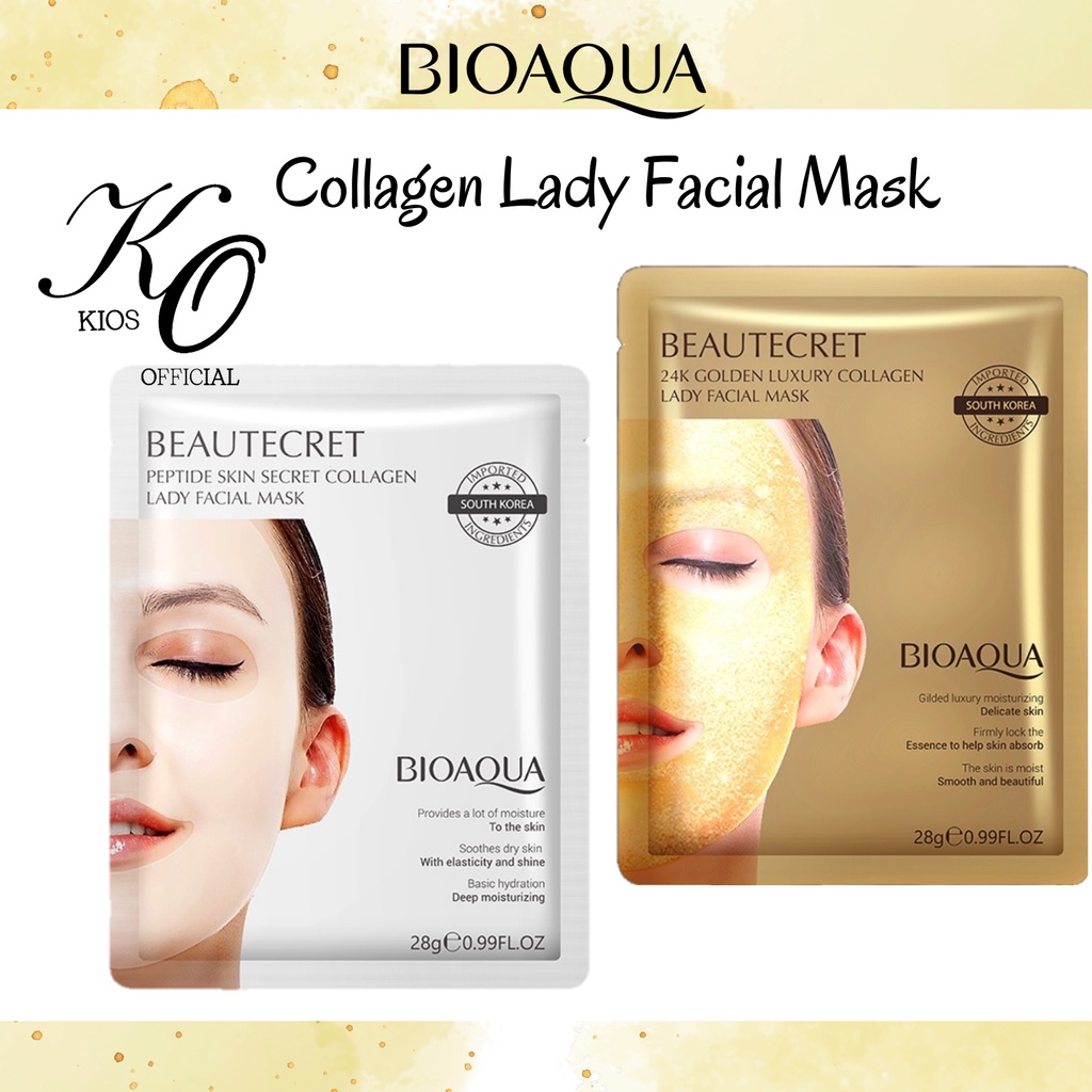 Bioaqua Sheet MASK 24K Golden Luxury / Peptide Skin Secret Collagen Moisturizing Lady Facial Mask