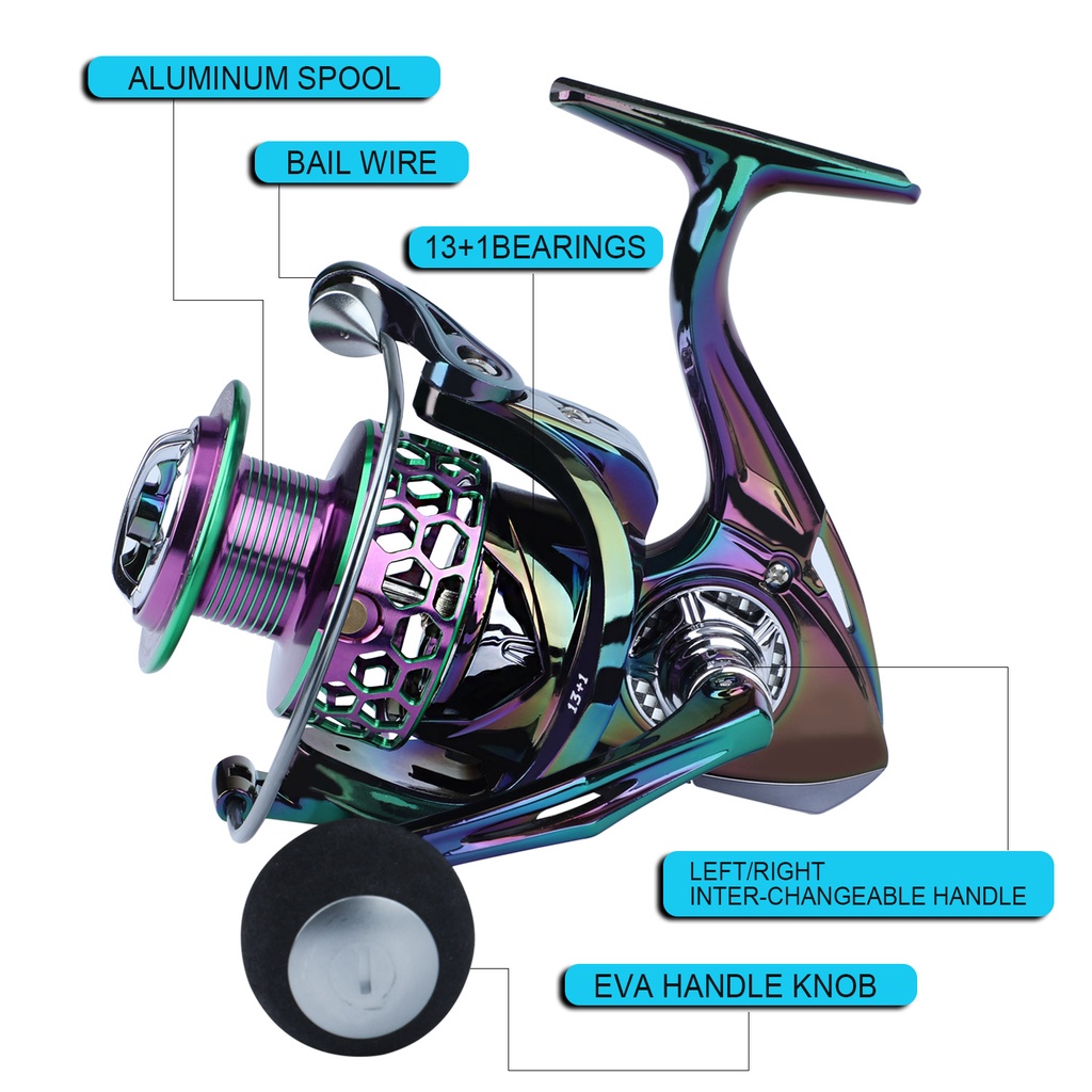 Sougayilang Reel Pancing Berwarna-warni 13 + 1BB Ultra Ringan Kuat Spinning Fishing Reel untuk Meman