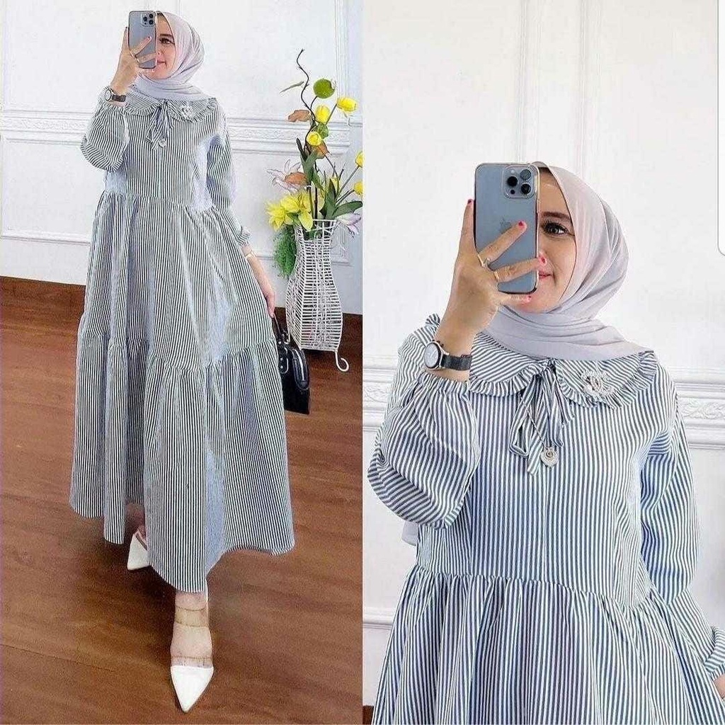 3 UKURAN L XL XXL DRESS TYARA SALUR FASHION PAKAIAN WANITA GAMIS MAXY BAHAN KATUN EDHM