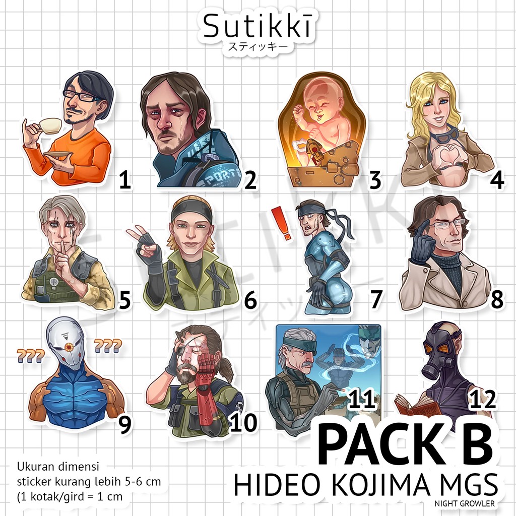 Sutikki | Sticker Pack Hideo Kojima Metal Gear Solid Konami Stiker Laptop Vinyl | Video Game