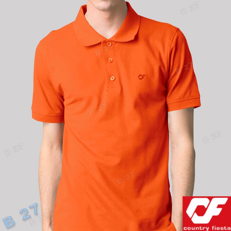 P2 20 Kaos Polo Shirt Original Orange Pendek COUNTRY FIESTA CF Pria