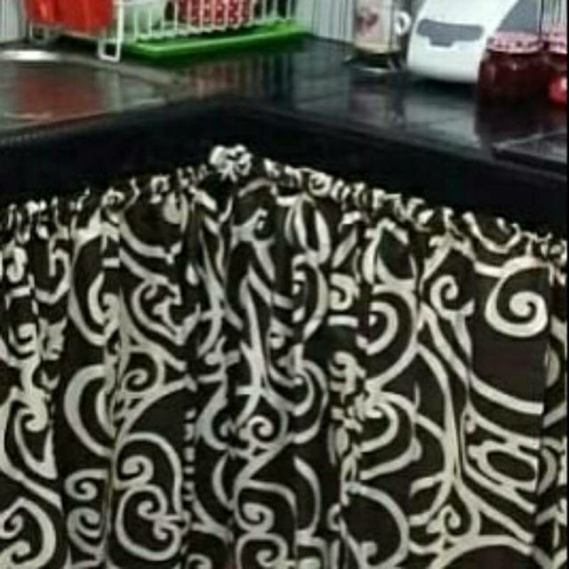 gorden kolong dapur motif untir coklat