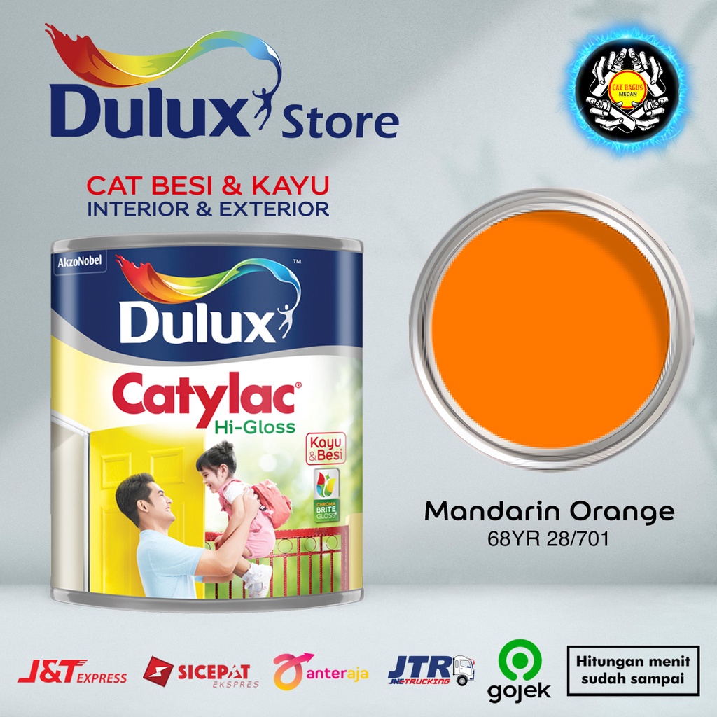 CAT MINYAK CAT KAYU DAN BESI DULUX CATYLAC HI-GLOSS 1 KG WARNA MANDARIN ORANGE 68YR 28/701 OREN JINGGA TUA JINGGA MUDA 1KG CAT KUSEN PINTU JENDELA ENAMEL ANTI KARAT ANTI RAYAP GOJEK HIGLOSS VGLOSS V-GLOSS AVIAN BEE BRAND 1000 JUNIOR TERMURAH MEDAN BINJAI