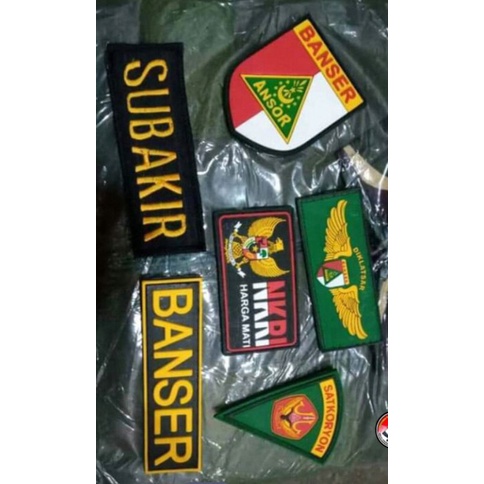 Atribut patch rubber banser ansor custom nama nametag badge