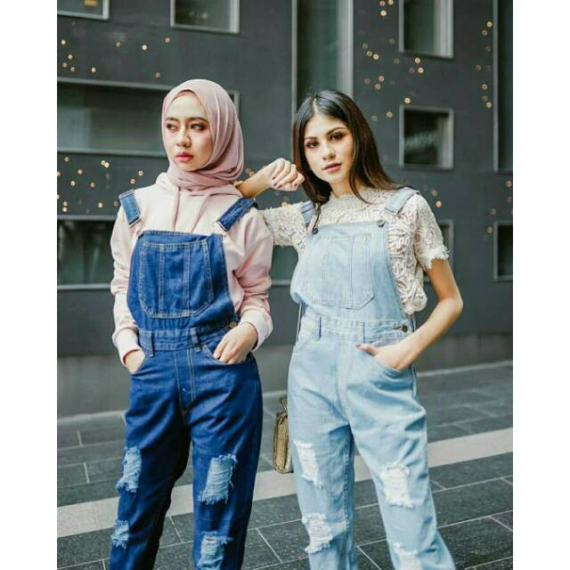 OVERALL JEANS SOBEK | JUMPSUIT OVERALL RIPPED JEANS