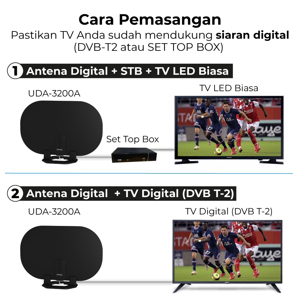 PX UDA-3200A Antena TV Digital Indoor DVB-T2 + Booster STB TV Digital