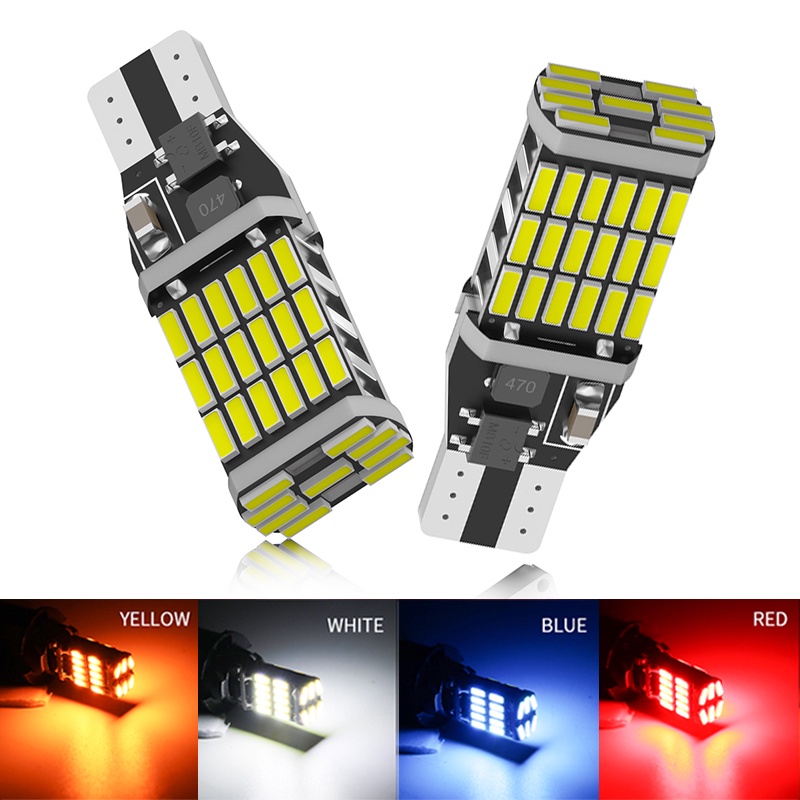 Leo Bohlam LED High Power 1buah T15 W16W 921 912 T16 4014smd Super Terang902Lm Ganti Cahaya Putih Untuk Headlamp Mundur