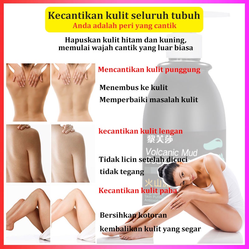 【Barang ready】Sabun mandi cair pemutih lumpur vulkanik Sabun mandi Pelembab Menyegarkan dan nyaman Kulit yang putih dan halus Cegah penyamakan Unisex